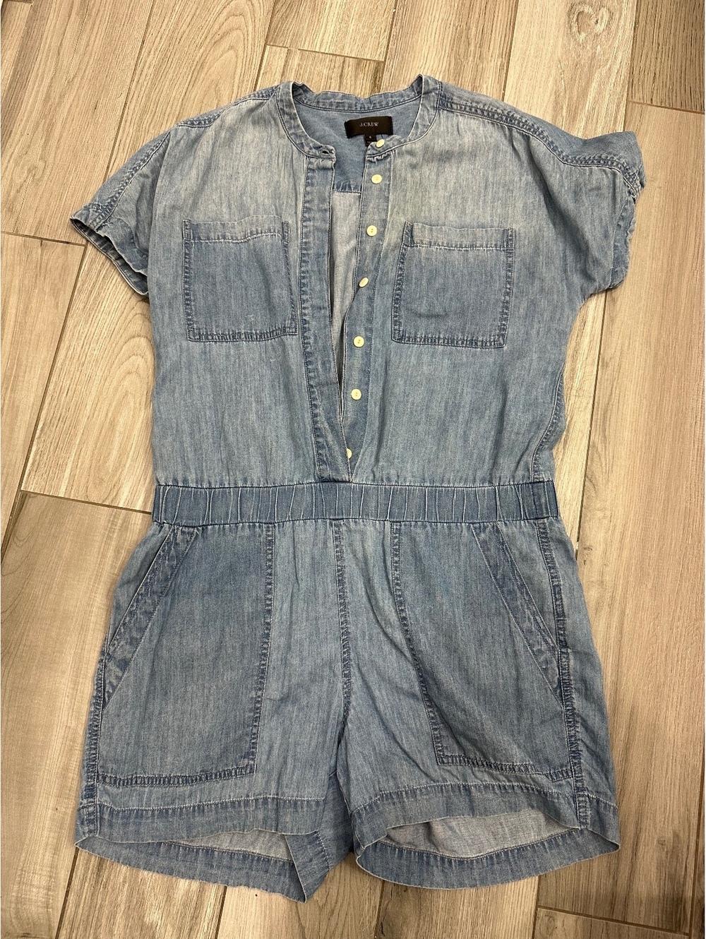 J.Crew Women's Chambray Short Sleeve Romper Size 6